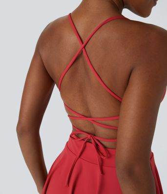 Lace Up 2-in-1 Pocket Mini Slip Casual Dress