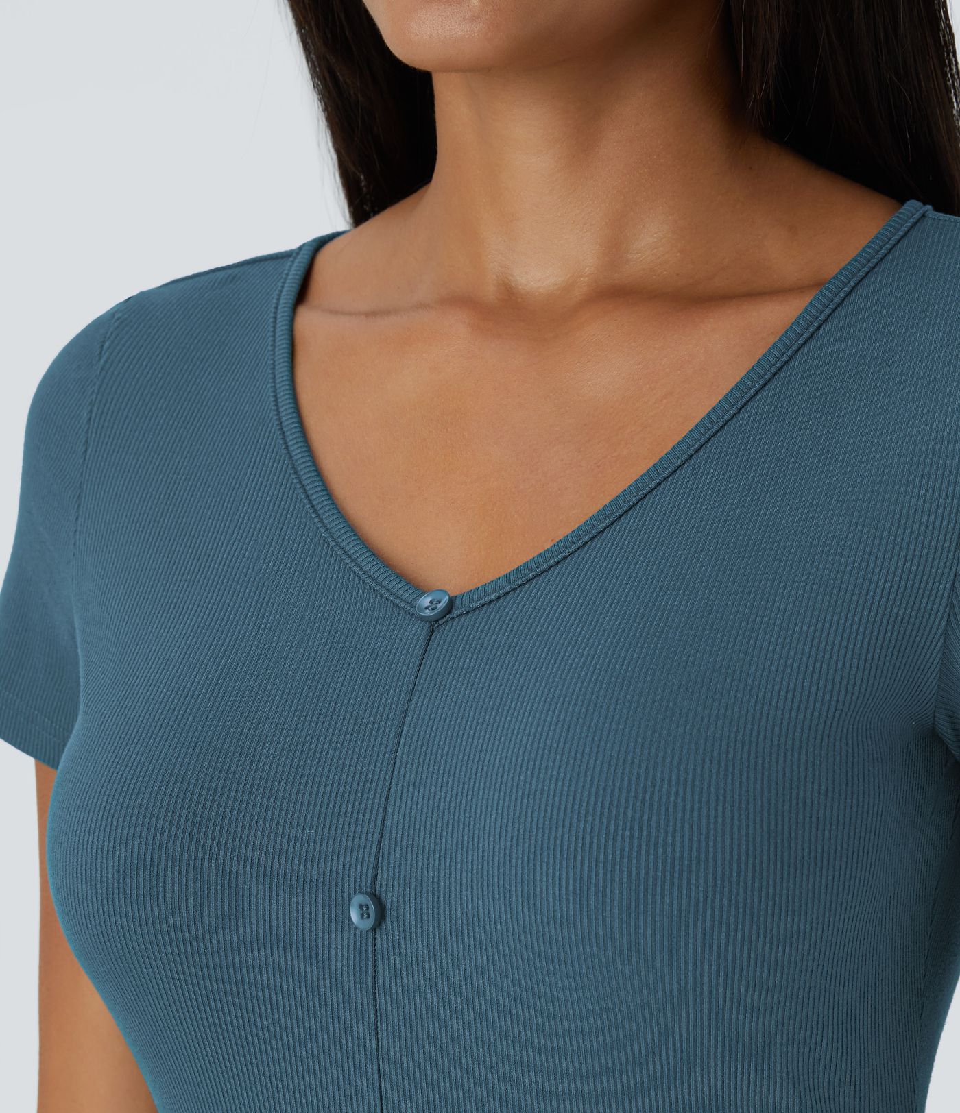 Ribbed Knit V Neck Midi Chill Dress