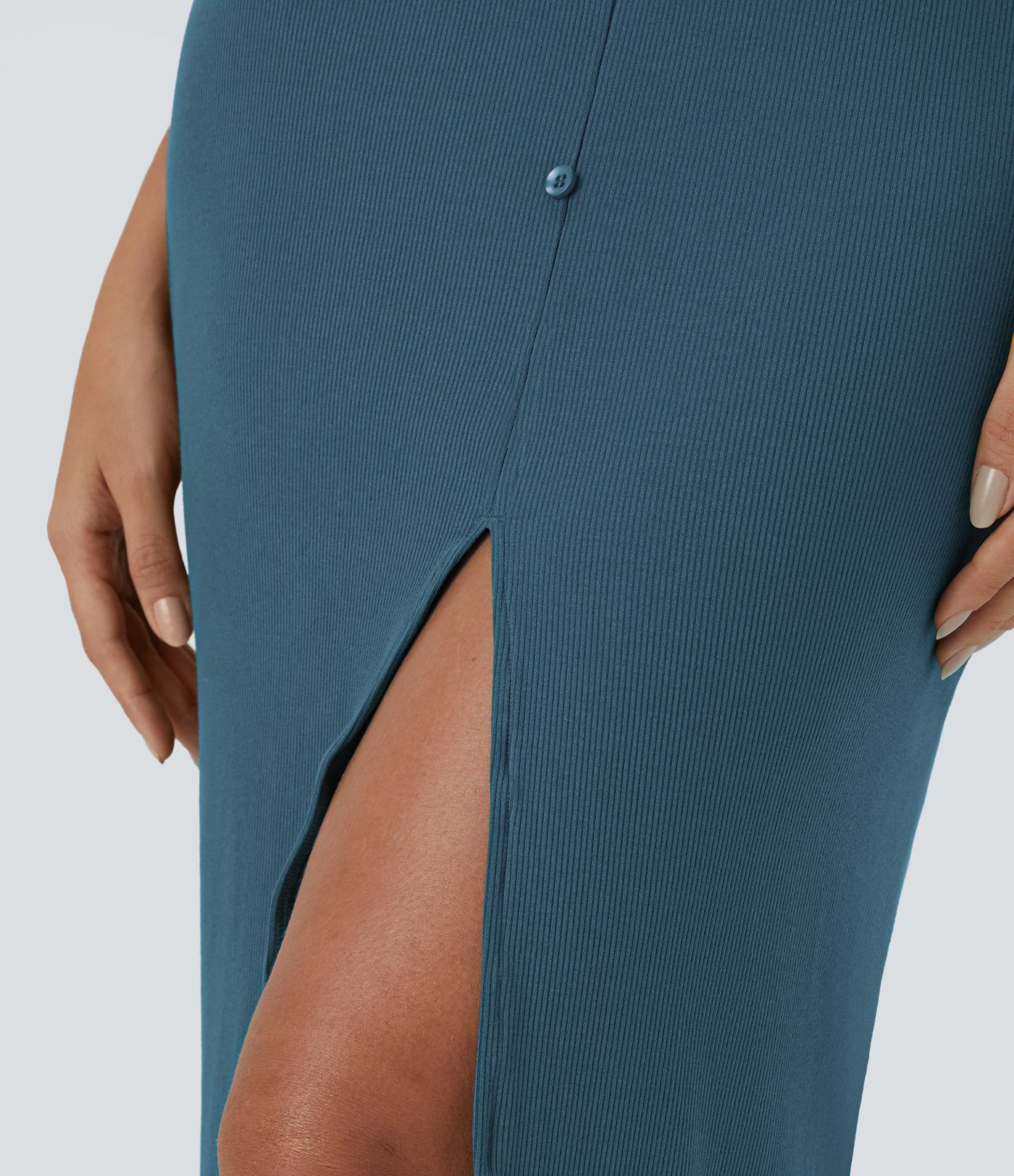 Ribbed Knit V Neck Midi Chill Dress