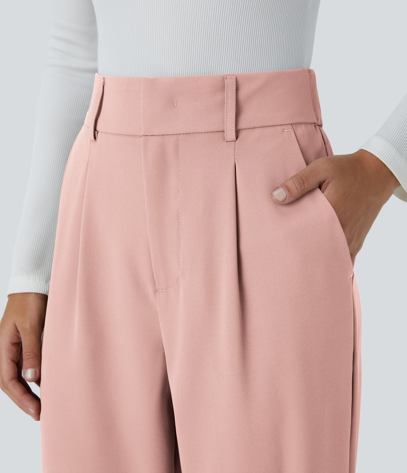 Pantalon tailleur Halara Flex™ fuselé uni, taille haute, avec poches