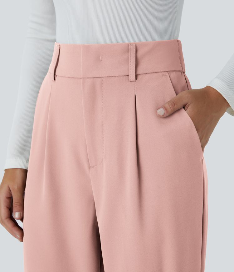 Pantalon tailleur Halara Flex™ fuselé uni, taille haute, avec poches