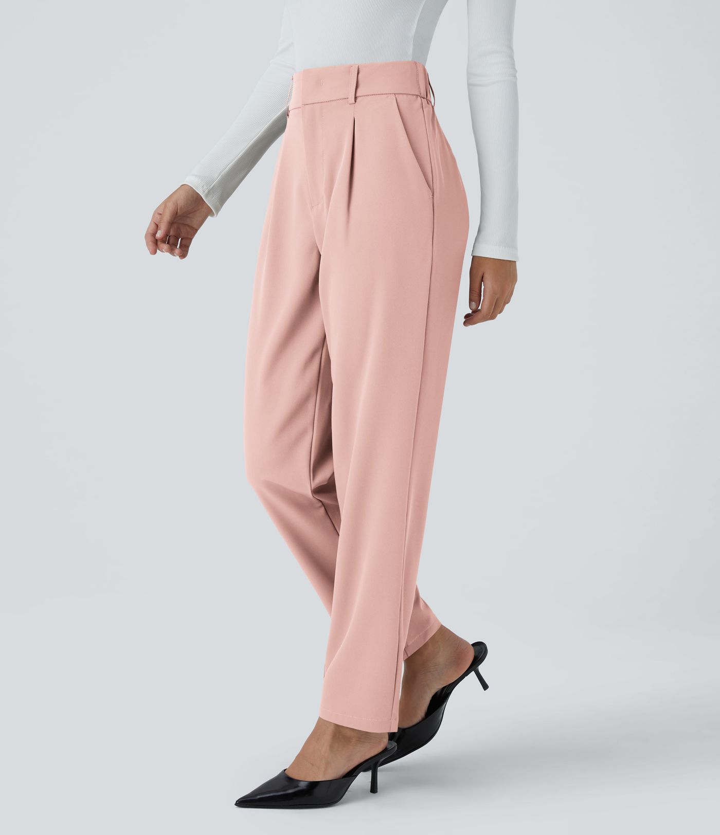 Pantalon tailleur Halara Flex™ fuselé uni, taille haute, avec poches