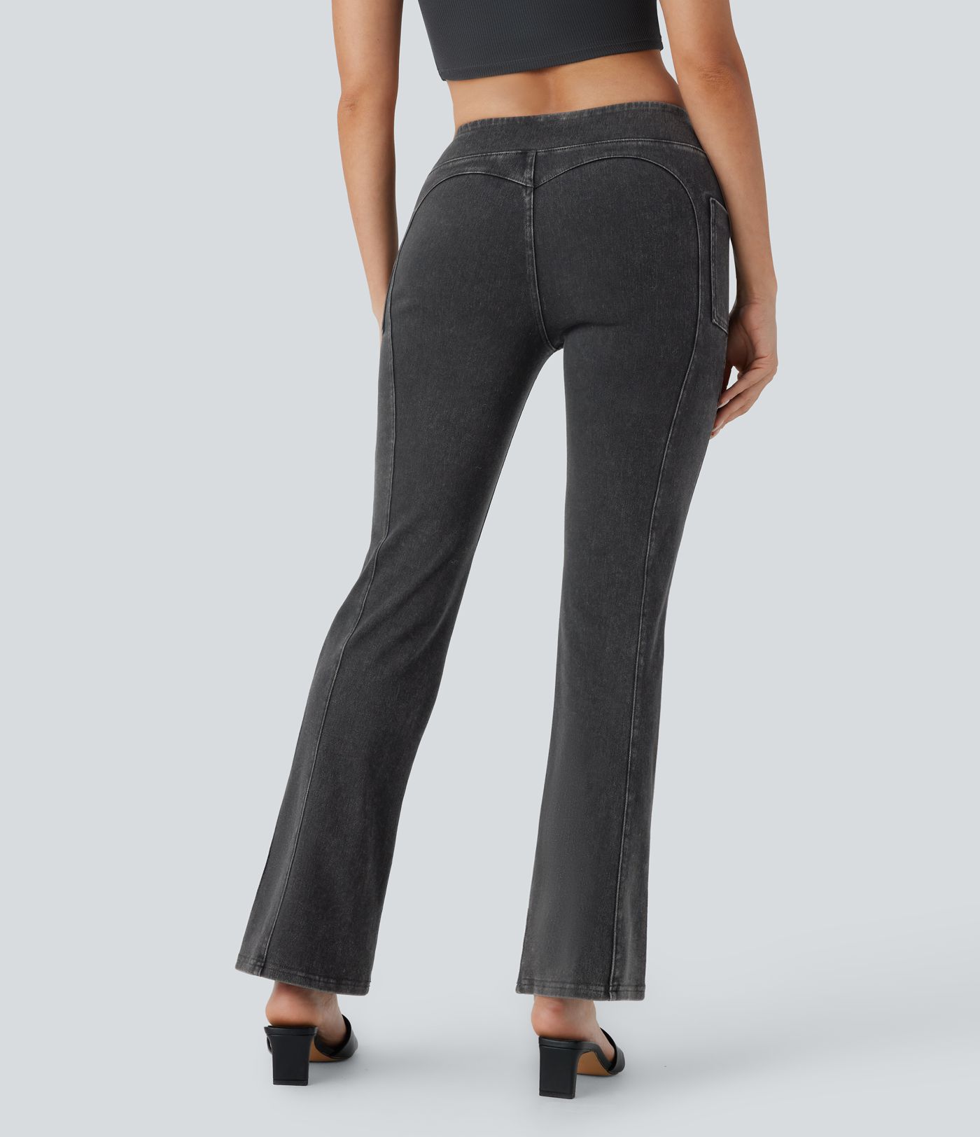 Halara Flex™ Jegging bootcut décontracté extensible délavé taille moyenne avec boutons décoratifs et poches latérales