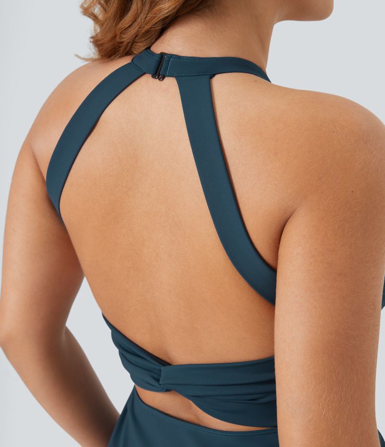 Vestido deportivo baile talla grande vuelo torcido sin espalda largo más largo edición Easy Peezy