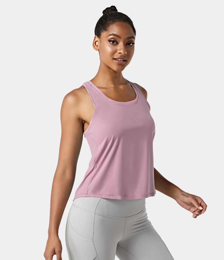 Women s Solid Racerback High Low Workout Tank Top Halara