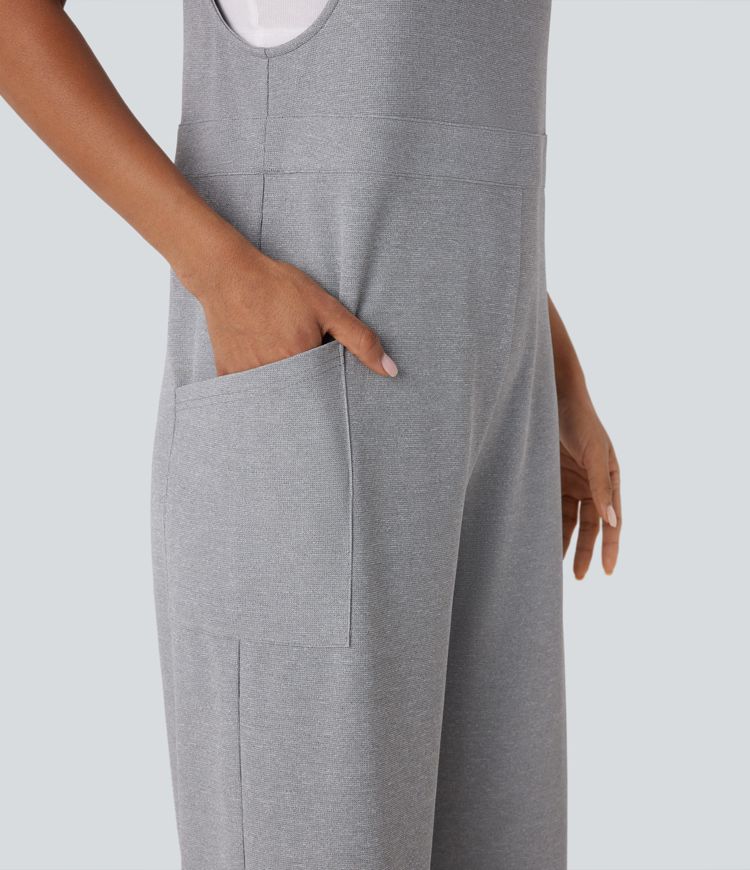 Mono abertura pierna ancha bolsillo lateral botón correa ajustable usar delante detrás