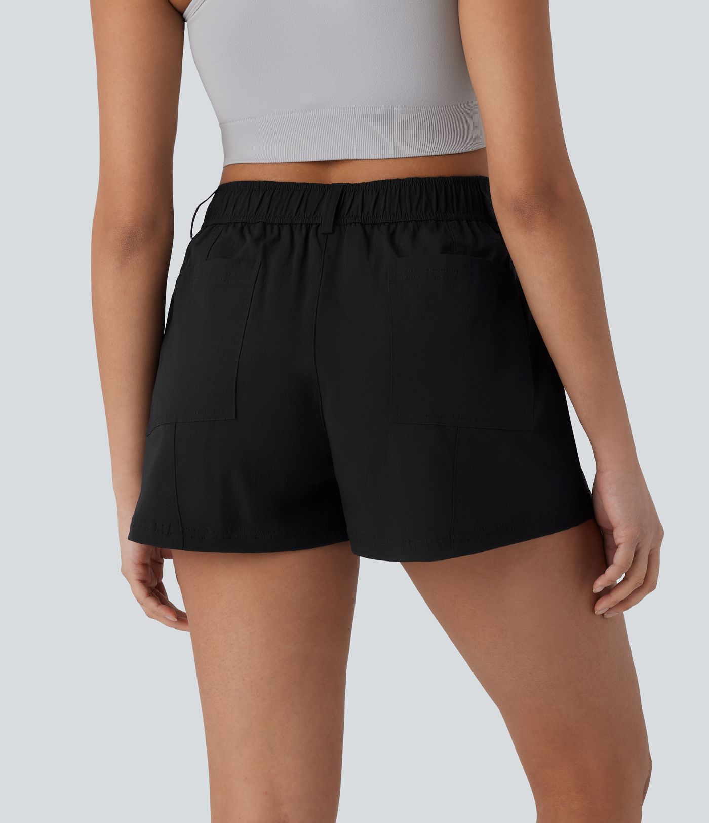 Short cargo de randonnée déperlant ripstop à taille moyenne, fermeture zippée, bouton et multiples poches