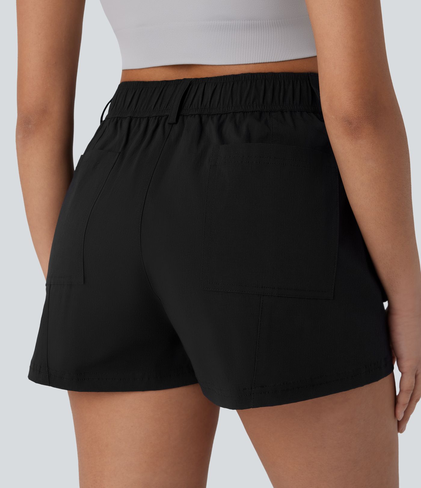 Short cargo de randonnée déperlant ripstop à taille moyenne, fermeture zippée, bouton et multiples poches