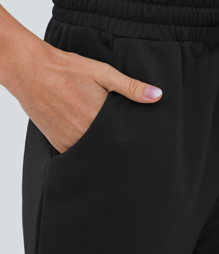 Pantalón deportivo de algodón con tiro alto y bolsillos