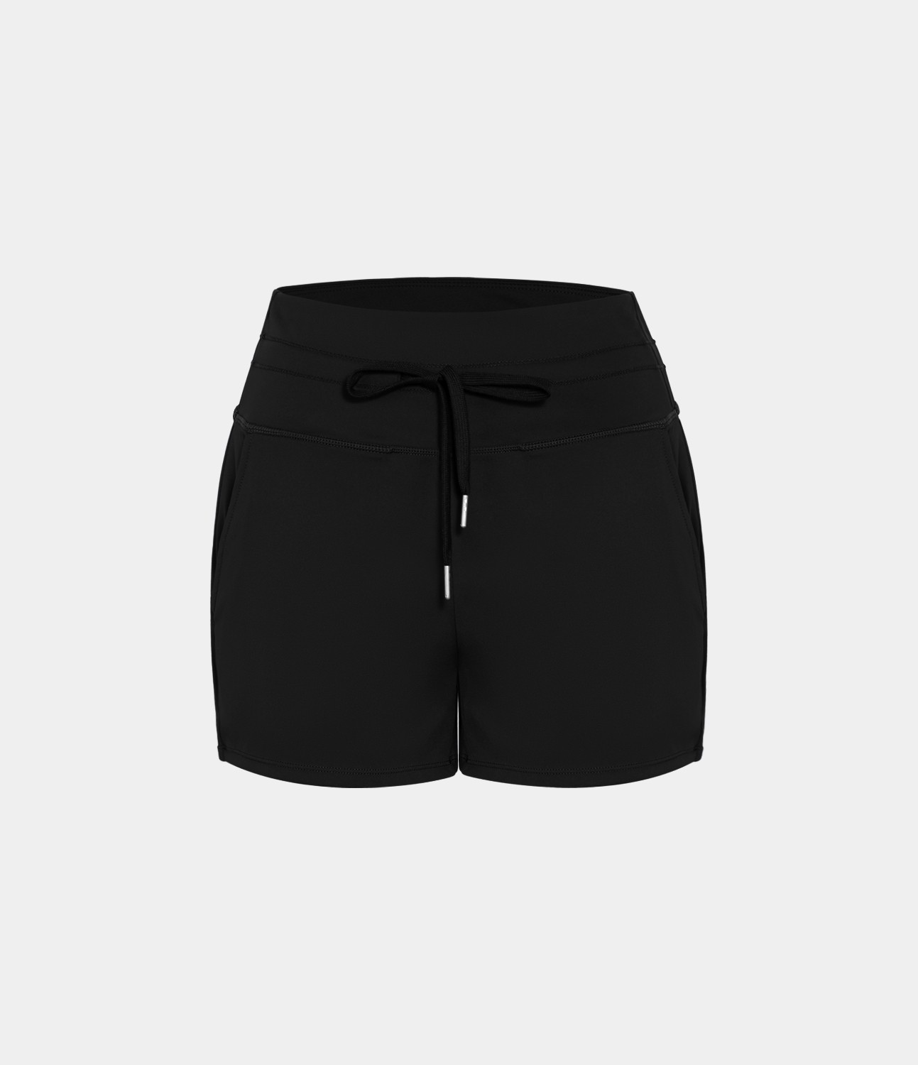 Softlyzero™ Airy Shorts mit hoher Taille, Kordelzug und seitlichen Taschen, einfarbig, 7,6 cm