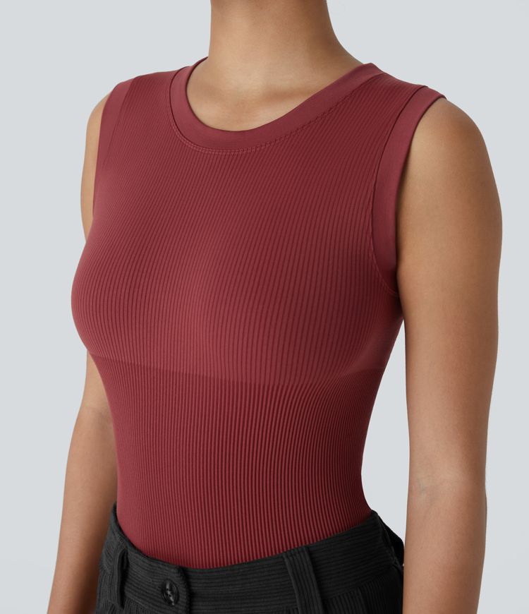 OneForm Seamless Flow Sleeveless Round Neck Smooth Jumpsuit with Snap Buttons