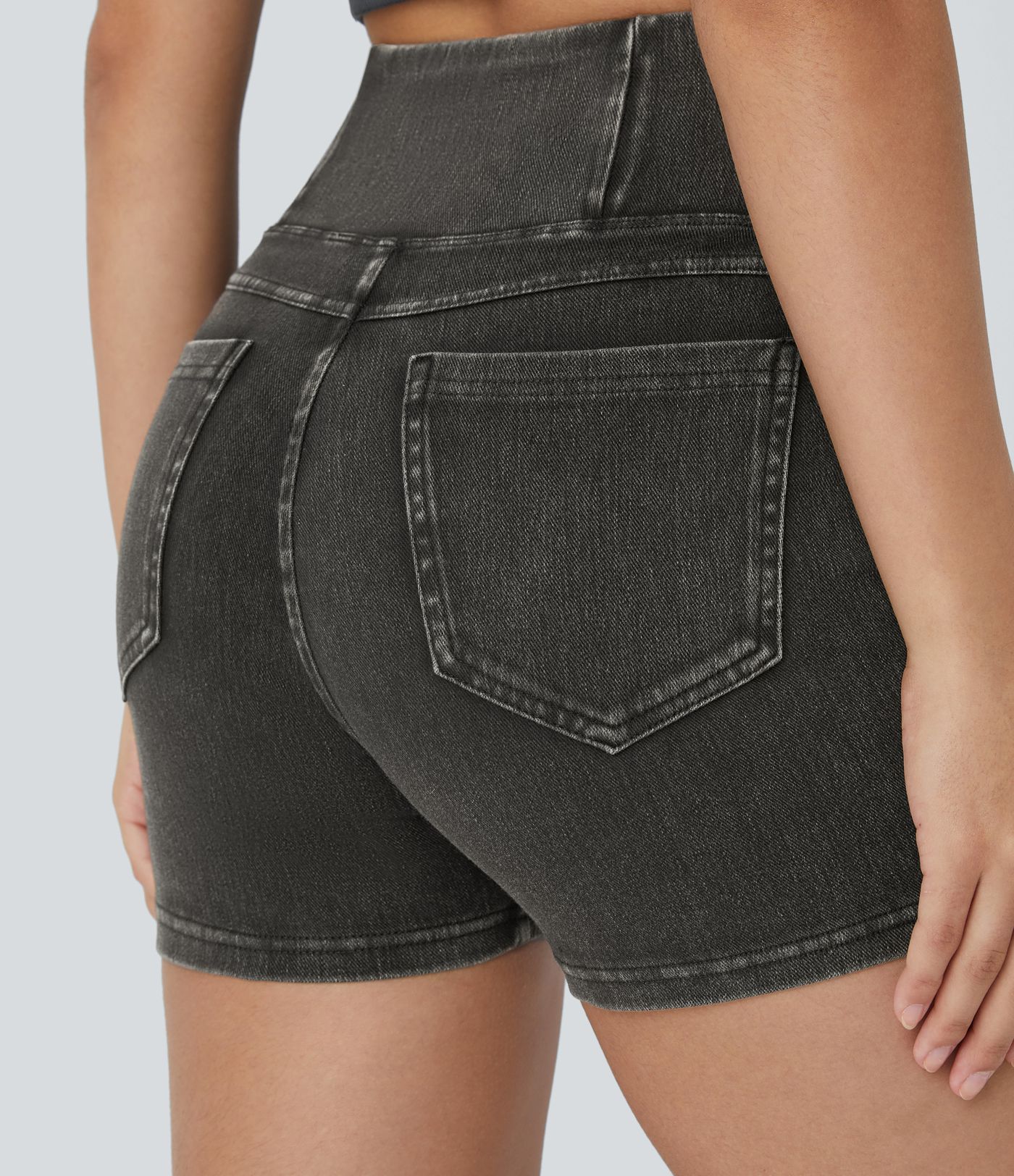 Halara Flex™ High Waisted Crossover Pocket Denim Casual Shorts 3"