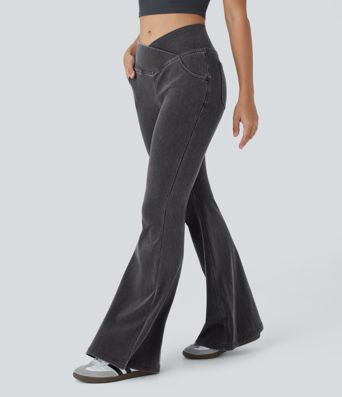 Halara Flex™ High Waisted Crossover Pocket Cool Touch Washed Casual Jeans