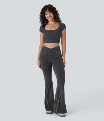 Halara Flex™ High Waisted Crossover Pocket Cool Touch Washed Casual Jeans