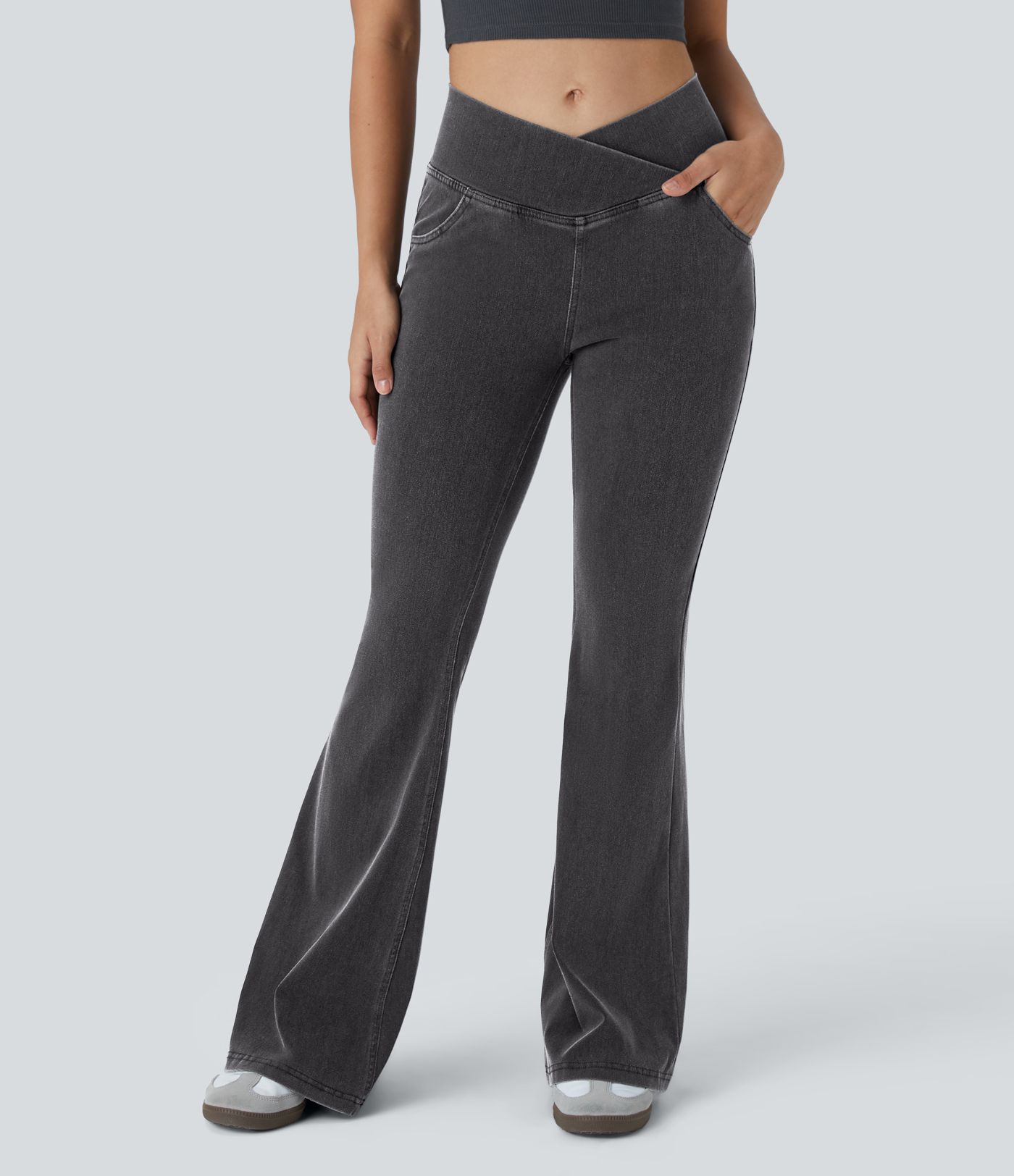 Halara Flex™ High Waisted Crossover Pocket Cool Touch Washed Casual Jeans