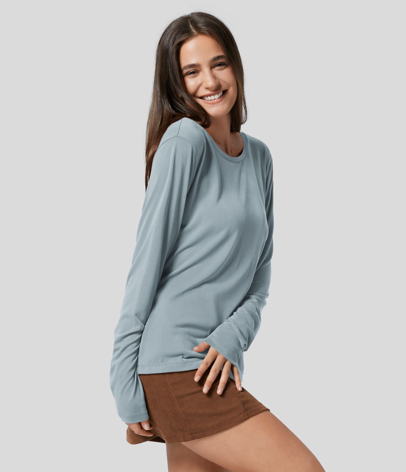 Cut Out Thumb Hole Yoga Sports Top