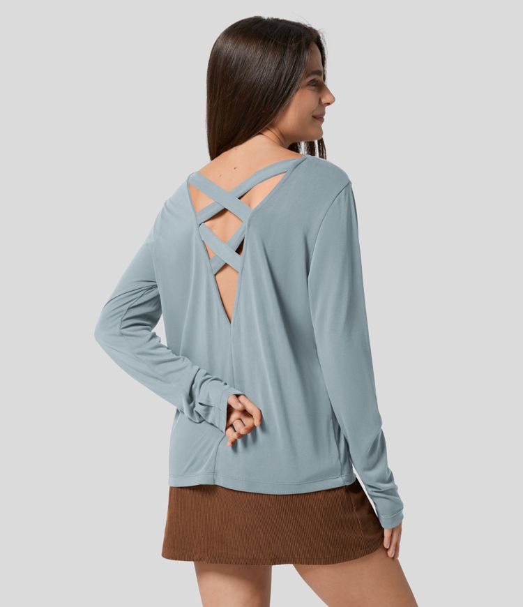 Cut Out Thumb Hole Yoga Sports Top