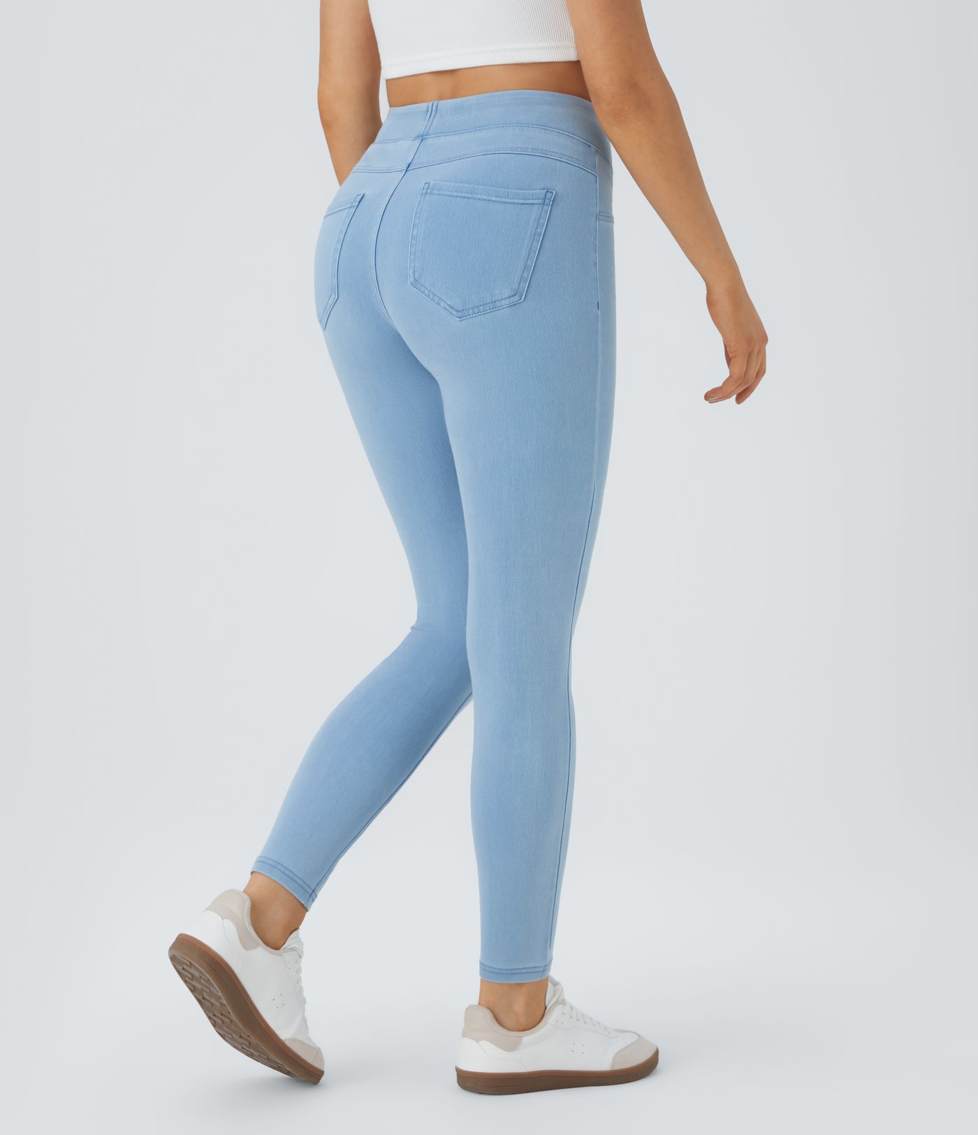 Halara Flex™ Jeans Jeggings aus elastischem Strick-Denim mit hohem Bund und Gesäßtaschen