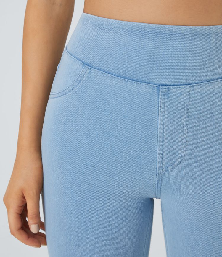 HalaraMagic™ High Waisted Back Side Pocket Stretchy Knit Denim Casual Leggings