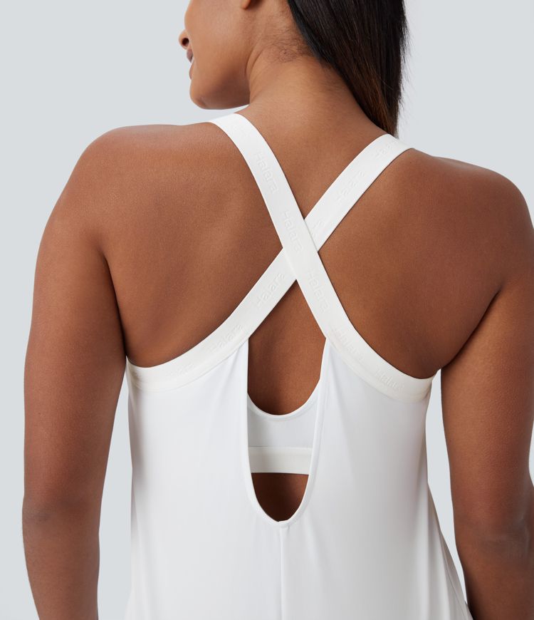U Neck Curved Hem Cool Touch Yoga Tank Top-UPF50+