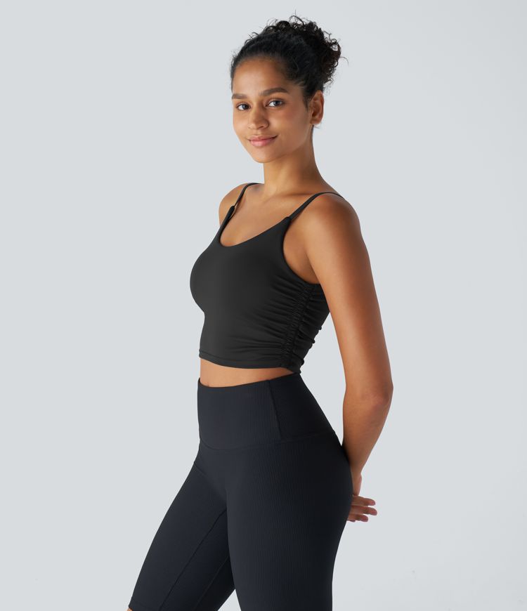 SoftlyZero™ QuickDry Ruched Cropped Running Tank Top