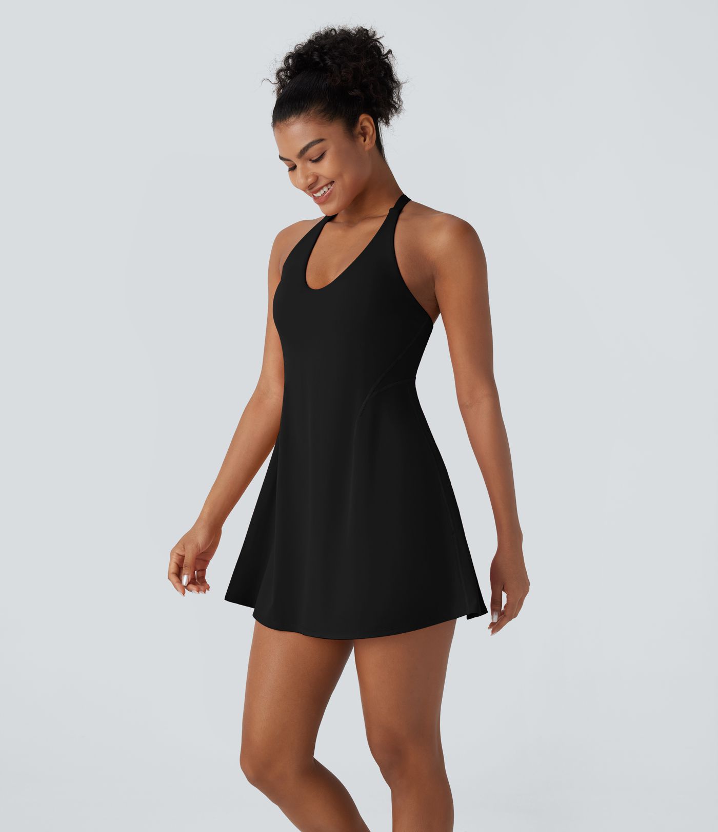 Softlyzero™ Robe sport de danse dos nu à bretelles ajustables avec bonnets moulés en peluche-Édition Easy Peasy