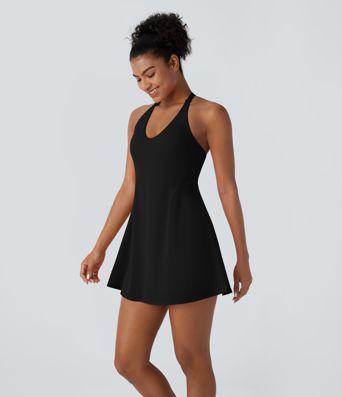 Softlyzero™ Robe sport de danse dos nu à bretelles ajustables avec bonnets moulés en peluche-Édition Easy Peasy