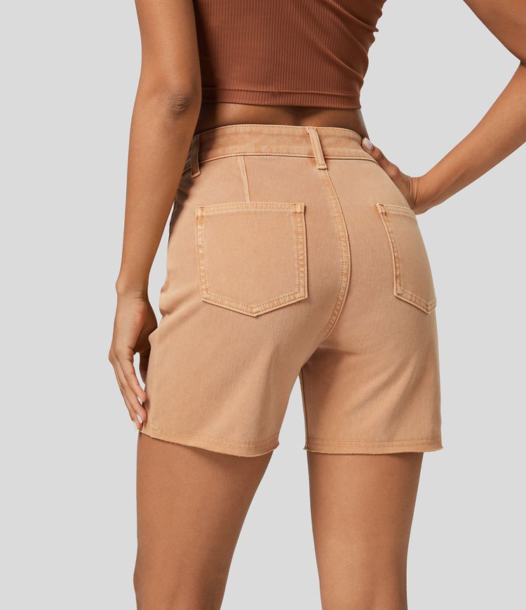 Pantalón Corto Active Denim mezclilla elástico colorido cremallera