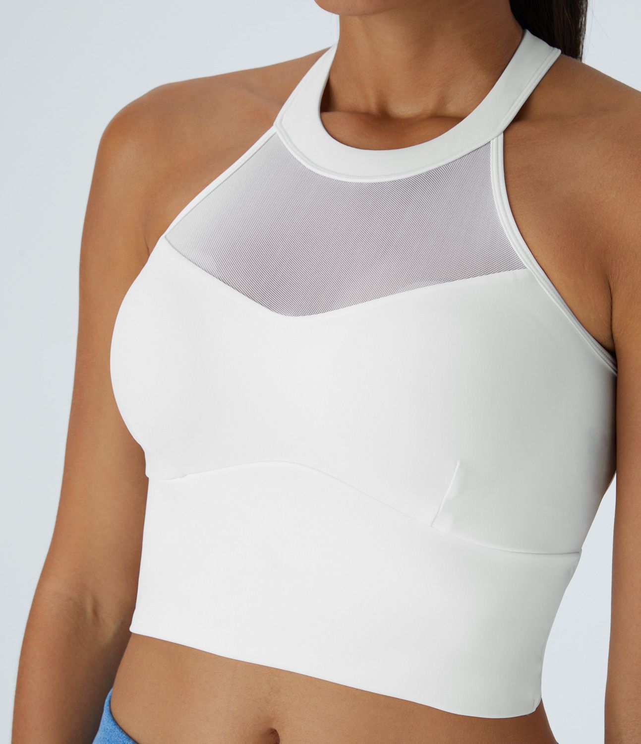 Softlyzero™ Airy Soutien Gorge Sport Toucher Frais Dos Nu Avec Maille Contrastante Encolure à Bretelles - UPF50+