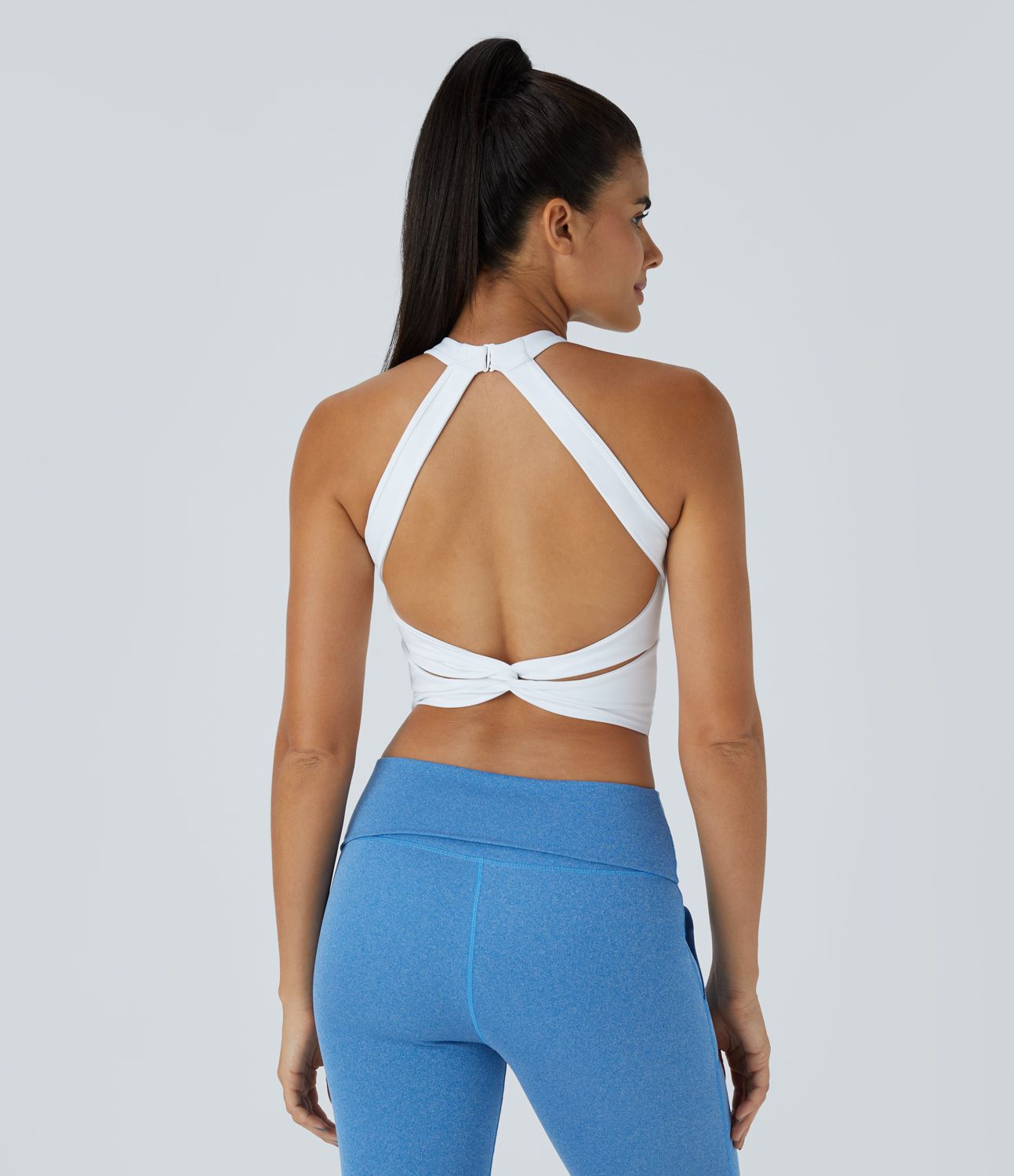 Softlyzero™ Airy Soutien Gorge Sport Toucher Frais Dos Nu Avec Maille Contrastante Encolure à Bretelles - UPF50+