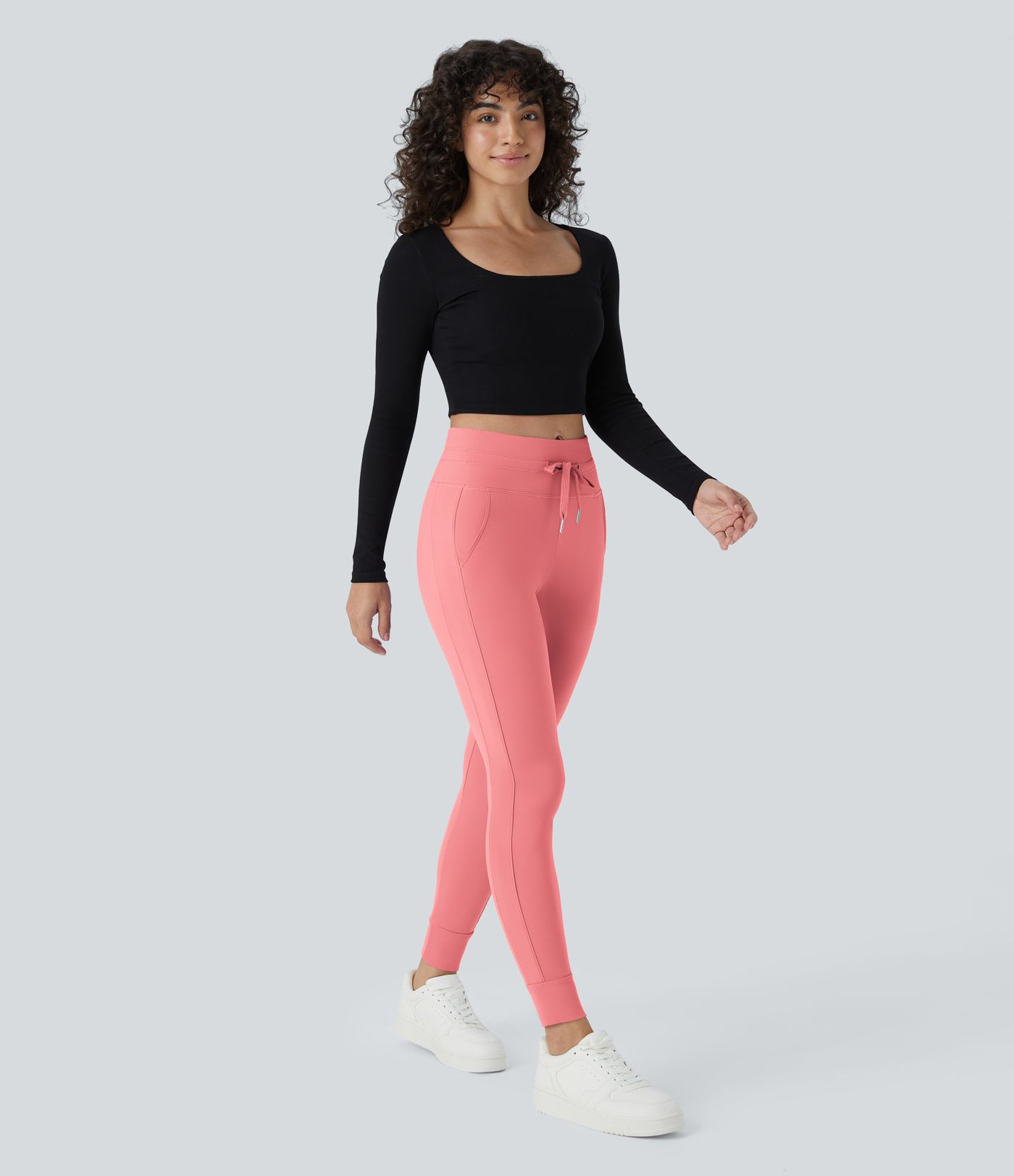 Softlyzero™ Plush Jogginghose mit hohem Bund, Kordelzug, Seitentasche, schlichte Jogginghose in voller Länge