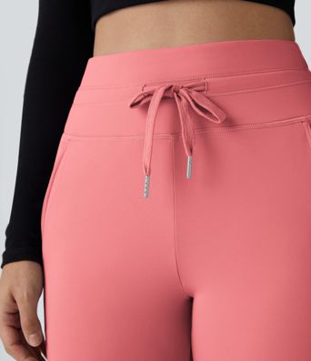 Softlyzero™ Plush Jogginghose mit hohem Bund, Kordelzug, Seitentasche, schlichte Jogginghose in voller Länge