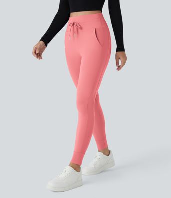 Softlyzero™ Plush Jogginghose mit hohem Bund, Kordelzug, Seitentasche, schlichte Jogginghose in voller Länge