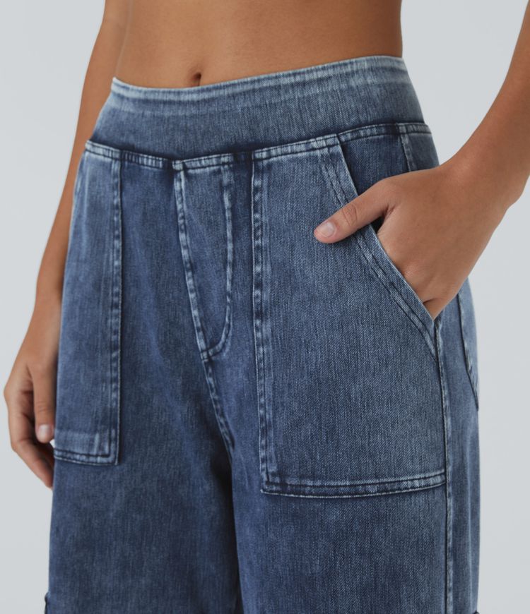 Halara Flex™ Mid Rise Pockets Straight Leg Casual Cargo Jeans