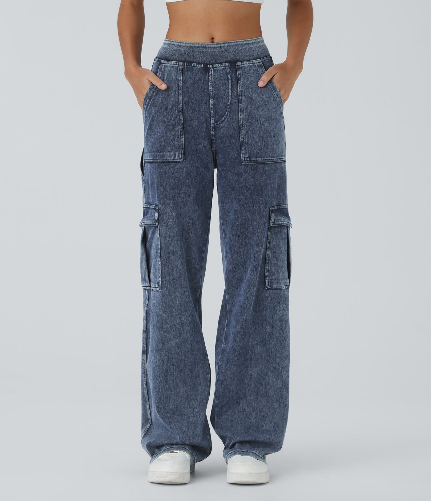 Halara Flex™ Mid Rise Pockets Straight Leg Casual Cargo Jeans