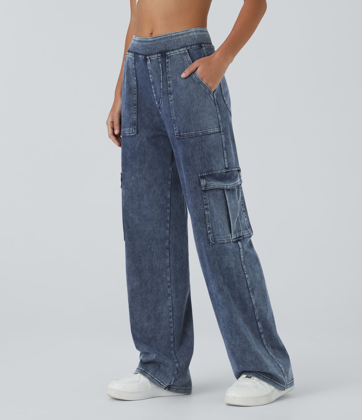 Halara Flex™ Mid Rise Pockets Straight Leg Casual Cargo Jeans