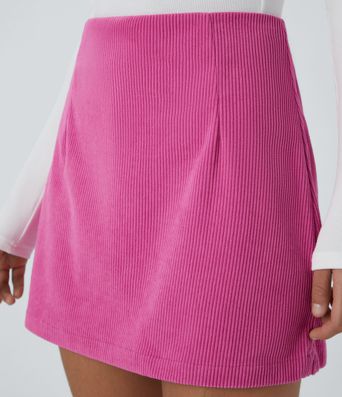 High Waisted 2-in-1 A Line Mini Corduroy Casual Skirt