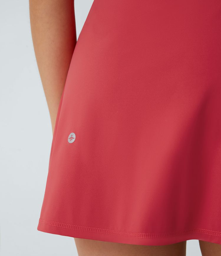 Robe Sport Danse 2 en 1 Dos Nu Fente Boucle en Maille Contrastée Poche Latérale - Édition Easy Peasy