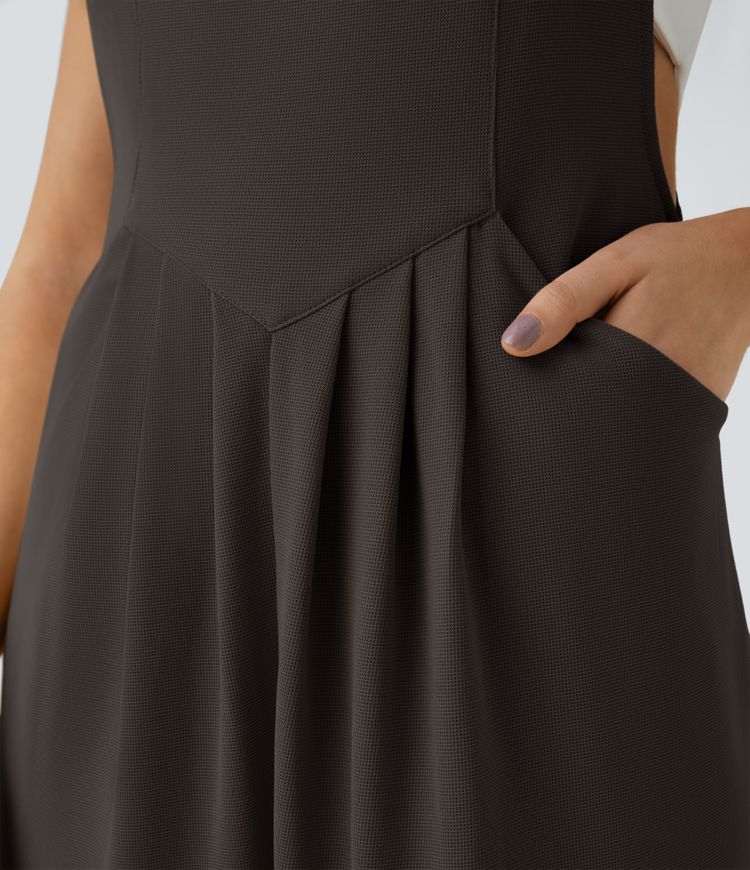 Pockets Waffle Casual Jogger Overalls