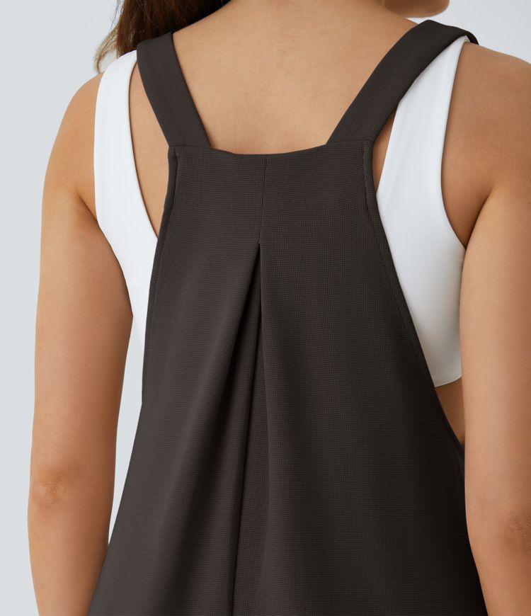 Pockets Waffle Casual Jogger Overalls