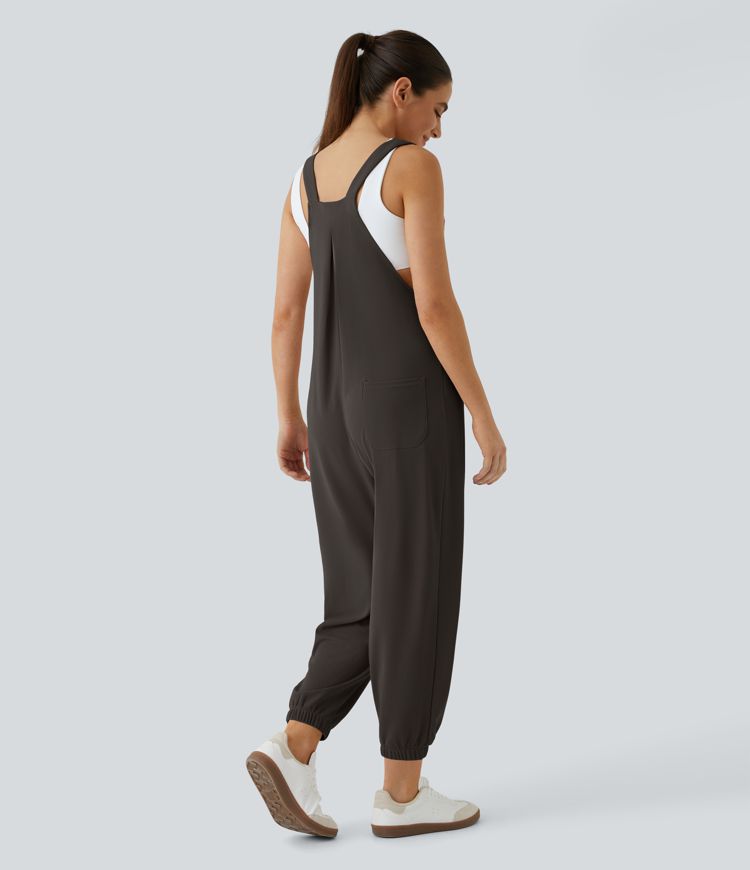 Pockets Waffle Casual Jogger Overalls