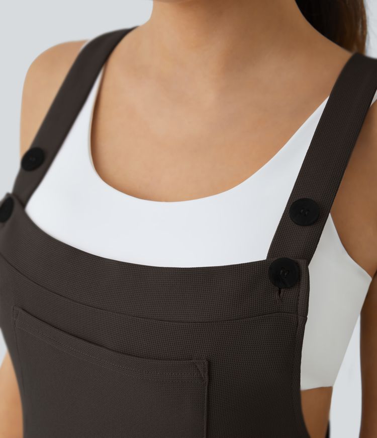 Pockets Waffle Casual Jogger Overalls