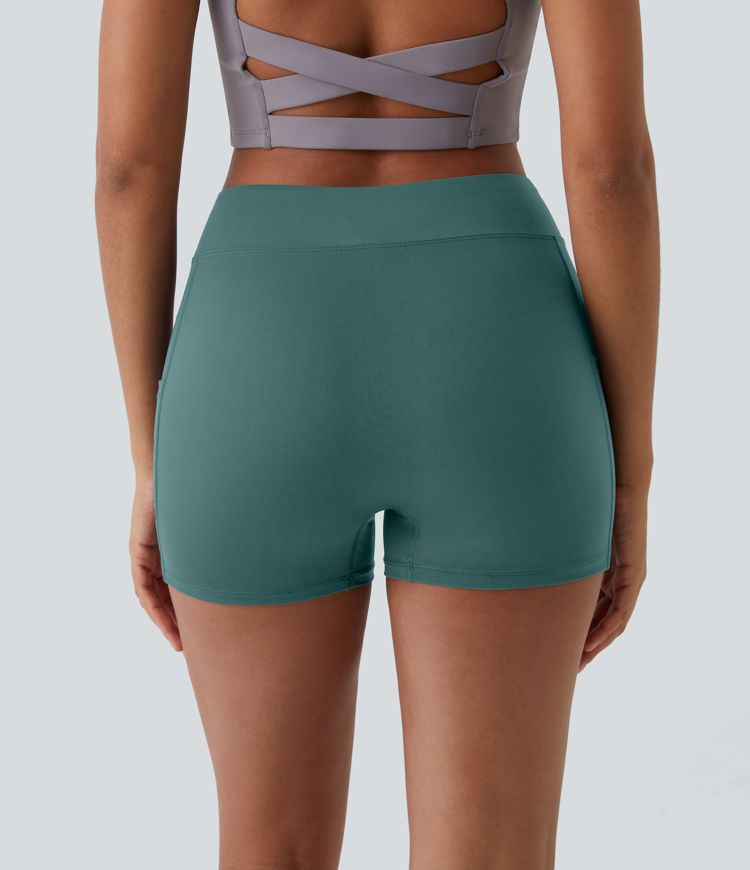 Softlyzero™ Airy High Waisted Side Pocket Plain  Yoga Shorts 3.5"-UPF50+