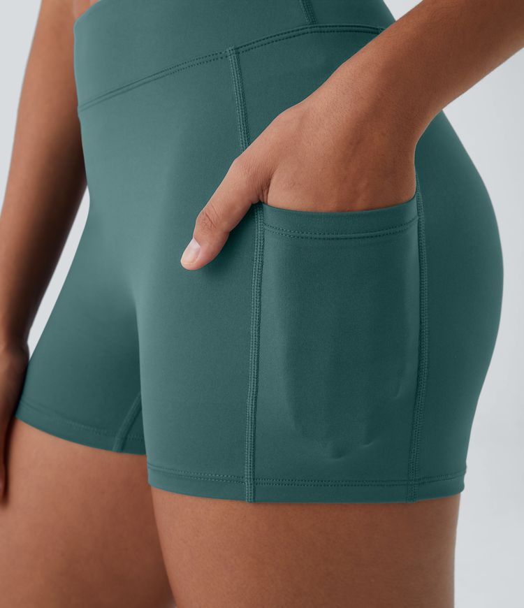 Softlyzero™ Airy High Waisted Side Pocket Plain  Yoga Shorts 3.5"-UPF50+