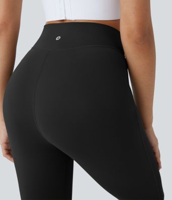 SoftlyZero™ High Waisted Contrast Mesh Lace Up Yoga 7/8 Leggings-UPF50+