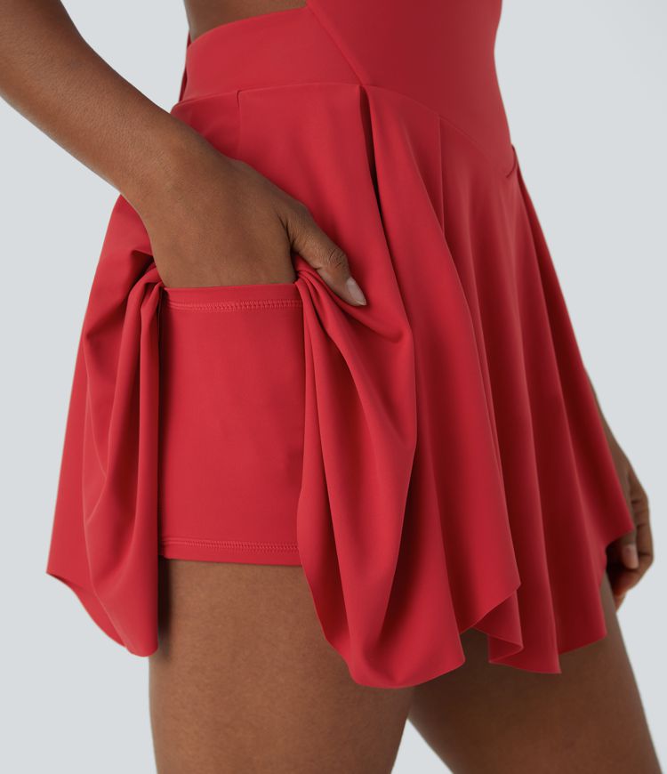 Lace Up 2-in-1 Pocket Mini Slip Casual Dress