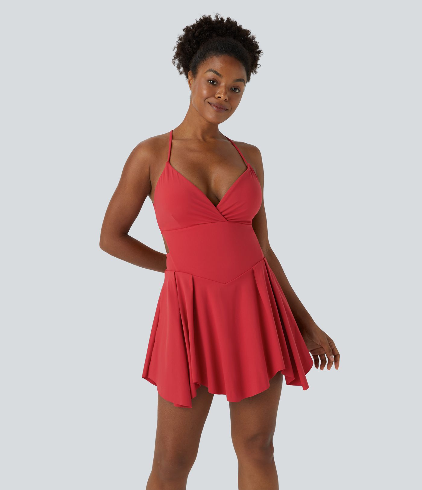 Lace Up 2-in-1 Pocket Mini Slip Casual Dress