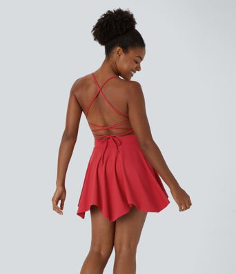 Lace Up 2-in-1 Pocket Mini Slip Casual Dress