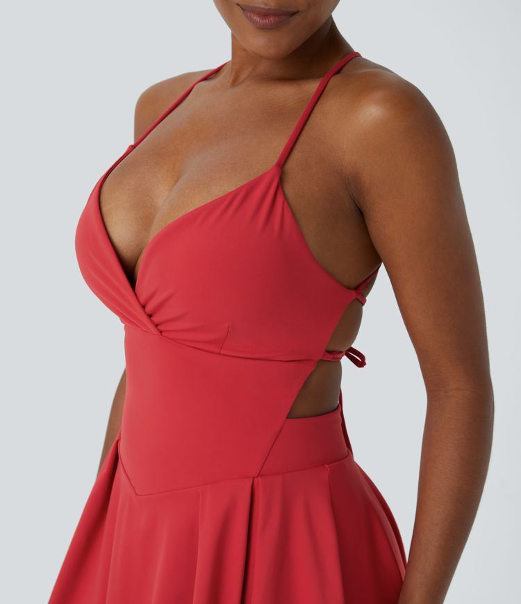 Lace Up 2-in-1 Pocket Mini Slip Casual Dress