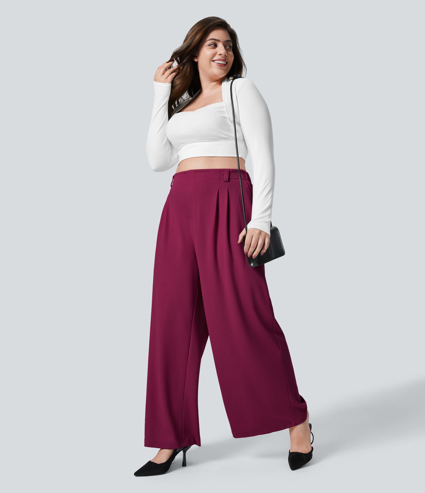 Halara Flex™ High Waisted Side Pocket Wide Leg Waffle Work Plus Size Pants